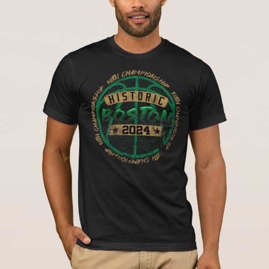 Boston Basketbal Historisch 18e Kampioen 2024 T-shirt (Voorkant)