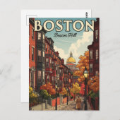  Boston Beacon Hill Reizen Briefkaart (Voorkant / Achterkant)