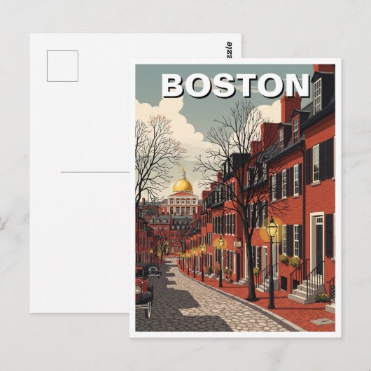  Boston Beacon Hill Reizen Briefkaart (Voorkant / Achterkant)