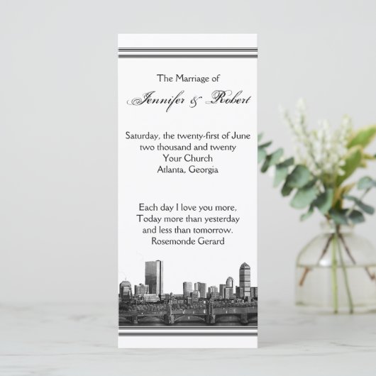 Boston Bestemming Trouwprogramma Programmakaart (Staand voorkant)