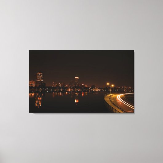 Boston bij nacht canvas afdruk (Voorkant)