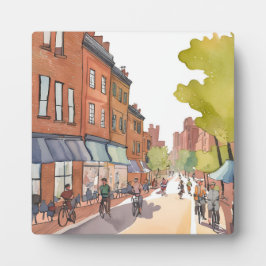 Boston Bike Ride | North End Aquarel MA Kunst Fotoplaat
