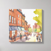 Boston Bike Ride | North End Waterverf MA Canvas Afdruk (Voorkant)