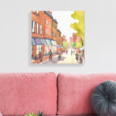 Boston Bike Ride | North End Waterverf MA Canvas Afdruk (Insitu (Woonkamer))