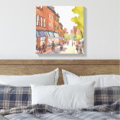 Boston Bike Ride | North End Waterverf MA Canvas Afdruk (Insitu (Slaapkamer))