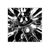 Boston Biker Terrier - Wood Art Stamp Rubberstempel (Afrduk)