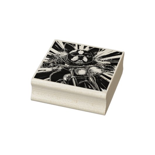 Boston Biker Terrier - Wood Art Stamp Rubberstempel (Stempel)