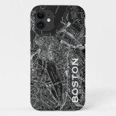 Boston Black and White Map iPhone Case (Achterkant)
