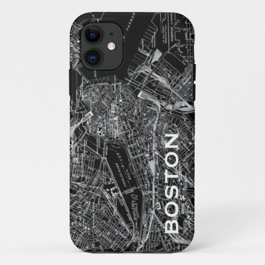  Boston Black and White Map iPhone Case (Achterkant)