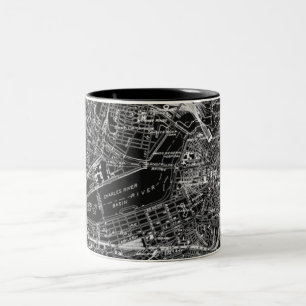  Boston Black en White Map Tweekleurige Koffiemok