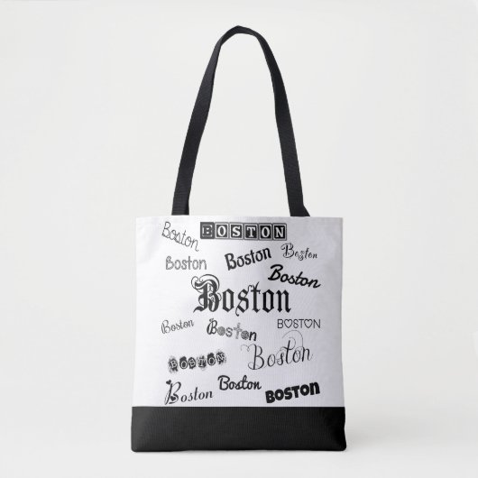 Boston Black Fonts Tote Bag (Voorkant)
