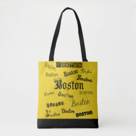 Boston Black Fonts Tote Bag
