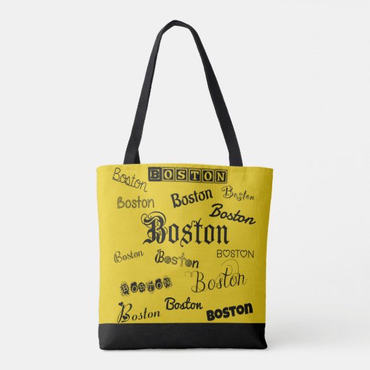 Boston Black Fonts Tote Bag (Achterkant)