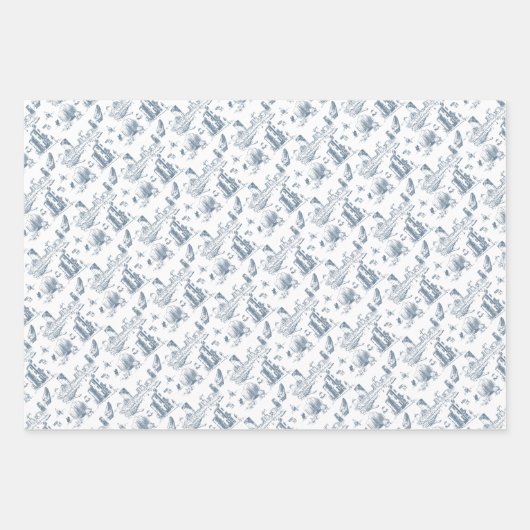  Boston Blue Gift Wrap Set Inpakpapier Vel (Voorkant 3)