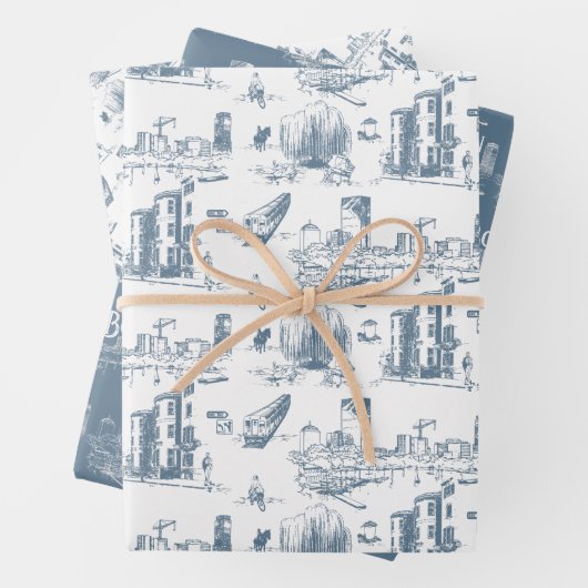 Boston Blue Gift Wrap Set Inpakpapier Vel (In situ)