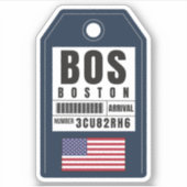 Boston Boarding Pass - Massachusetts BOS Sticker (Voorkant)