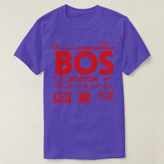  Boston BOS Airport Code Reisdag Retro T T-shirt (Design voorkant)