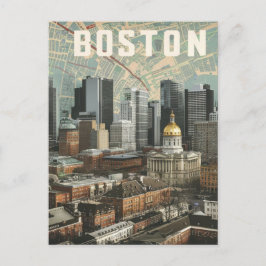 Boston, Boston, Massachusetts City Skyline met kaa Briefkaart