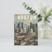 Boston, Boston, Massachusetts City Skyline met kaa Briefkaart (Staand voorkant)