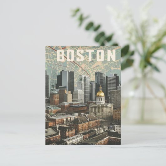 Boston, Boston, Massachusetts City Skyline met kaa Briefkaart (Staand voorkant)