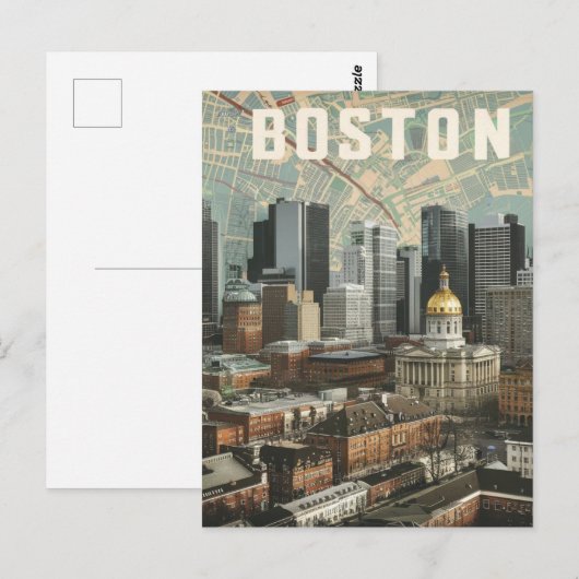 Boston, Boston, Massachusetts City Skyline met kaa Briefkaart (Voorkant / Achterkant)