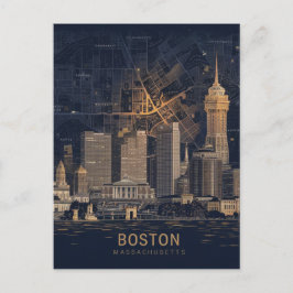 Boston, Boston, Massachusetts City Skyline met kaa Briefkaart