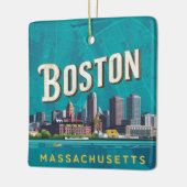 Boston, Boston, Massachusetts City Skyline met kaa Keramisch Ornament (Links)