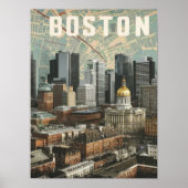 Boston, Boston, Massachusetts City Skyline met kaa Poster (Voorkant)