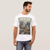 Boston, Boston, Massachusetts City Skyline met kaa T-shirt (Voorkant volledig)