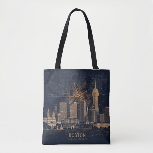Boston, Boston, Massachusetts City Skyline met kaa Tote Bag (Voorkant)