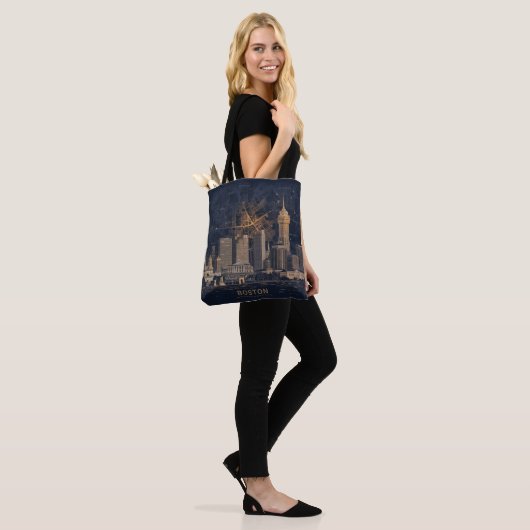 Boston, Boston, Massachusetts City Skyline met kaa Tote Bag (Op model)