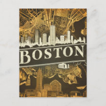 Boston, Boston Massachusetts Stadssilhouet Met Kaa