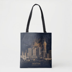 Boston, Boston Massachusetts Stadssilhouet Met Kaa Tote Bag
