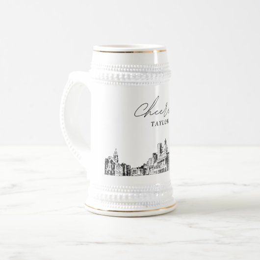 Boston Bridal Party Gift gepersonaliseerd Bierpul (Voorkant links)