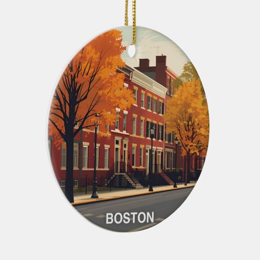  Boston Brownstone Herfst Keramisch Ornament (Rechts)
