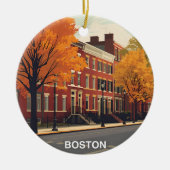  Boston Brownstone Herfst Keramisch Ornament (Voorkant)