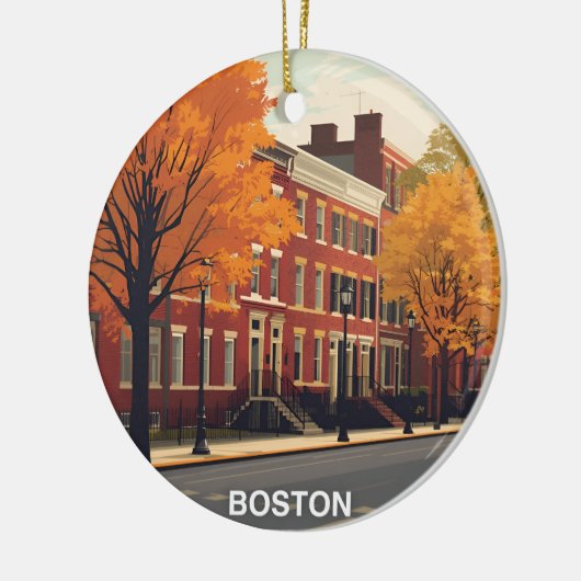  Boston Brownstone Herfst Keramisch Ornament (Links)