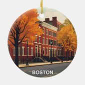 Boston Brownstone Herfst Keramisch Ornament (Achterkant)