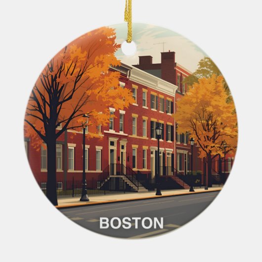  Boston Brownstone Herfst Keramisch Ornament (Achterkant)