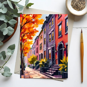Boston Brownstones Aquarel Massachusetts Briefkaart