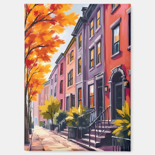 Boston Brownstones Aquarel Massachusetts Magneet