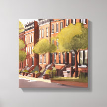 Boston Brownstones | Beacon Street Aquarel
