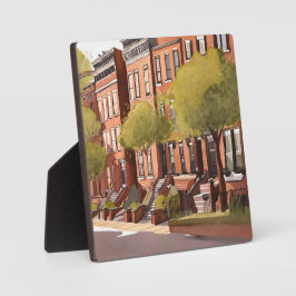 Boston Brownstones | Beacon Street Aquarel Kunst Fotoplaat