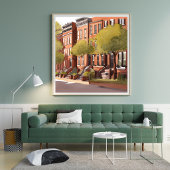Boston Brownstones | Beacon Street Aquarel Poster