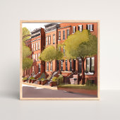 Boston Brownstones | Beacon Street Aquarel Poster