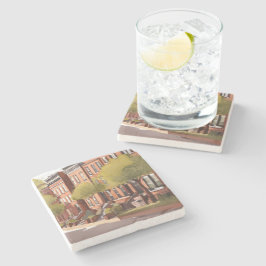 Boston Brownstones | Beacon Street Aquarel Stenen Onderzetter