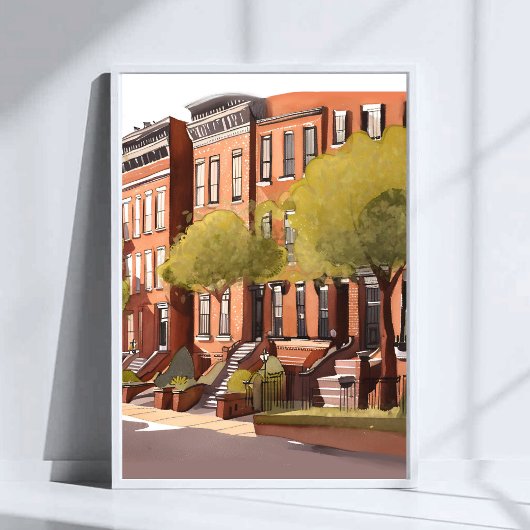 Boston Brownstones | Beacon Street Watercolor Art Poster