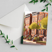 Boston Brownstones | Beacon Street Waterverf Briefkaart
