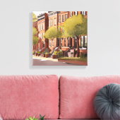 Boston Brownstones | Beacon Street Waterverf Canvas Afdruk (Insitu (Woonkamer))