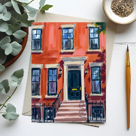 Boston Brownstones Massachusetts Aquarel Briefkaart
